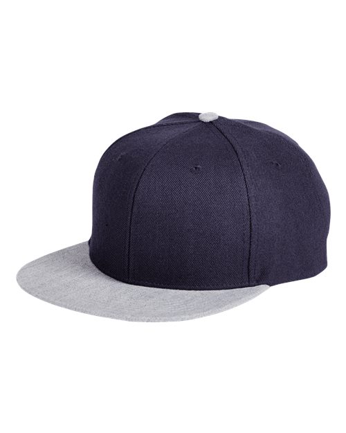 Big Accessories BA539 Flat Bill Sport Cap #color_NAVY/ HTHR GRAY