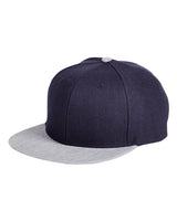 Big Accessories BA539 Flat Bill Sport Cap #color_NAVY/ HTHR GRAY