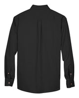 Harriton M500 Men's Easy Blend Long-Sleeve TwillShirt withStain-Release #color_BLACK