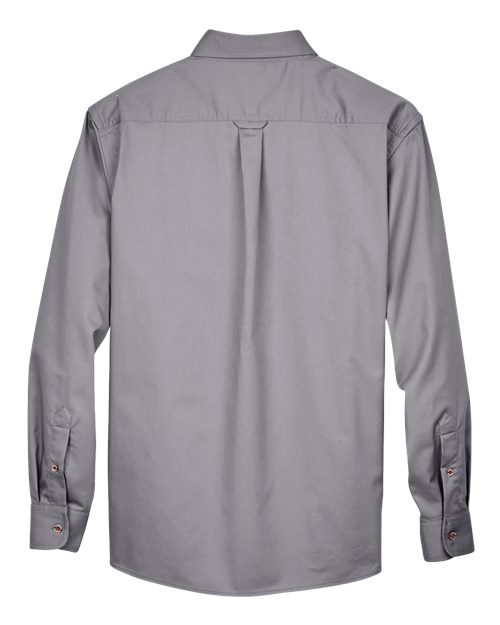 Harriton M500 Men's Easy Blend Long-Sleeve TwillShirt withStain-Release #color_DARK GREY