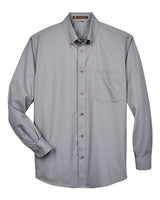 Harriton M500 Men's Easy Blend Long-Sleeve TwillShirt withStain-Release #color_DARK GREY