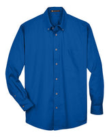 Harriton M500 Men's Easy Blend Long-Sleeve TwillShirt withStain-Release #color_FRENCH BLUE