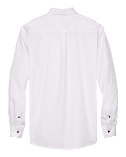 Harriton M500 Men's Easy Blend Long-Sleeve TwillShirt withStain-Release #color_WHITE