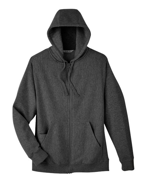 Team 365 TT95 Men's Zone HydroSport Heavyweight Full-Zip Hooded Sweatshirt #color_DARK GREY HEATHR