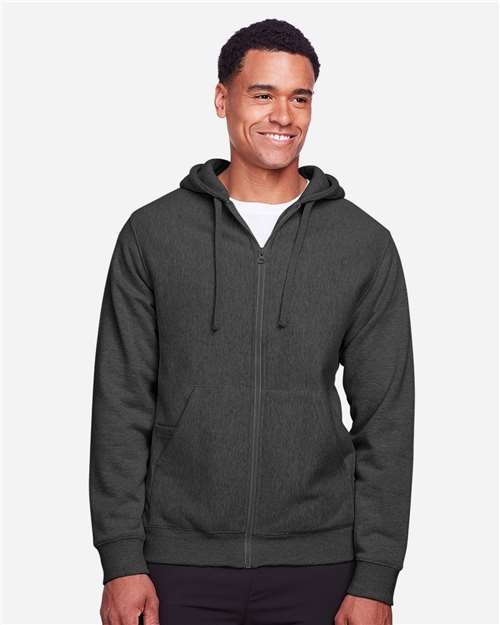 Team 365 TT95 Men's Zone HydroSport Heavyweight Full-Zip Hooded Sweatshirt #color_DARK GREY HEATHR