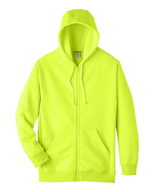 Team 365 TT95 Men's Zone HydroSport Heavyweight Full-Zip Hooded Sweatshirt #color_SAFETY YELLOW
