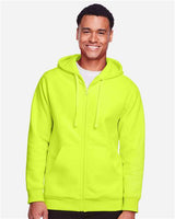 Team 365 TT95 Men's Zone HydroSport Heavyweight Full-Zip Hooded Sweatshirt #color_SAFETY YELLOW