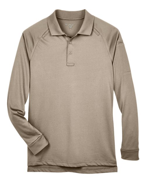 Harriton M211L Men's Advantage Snag Protection Plus Long-Sleeve Tactical Polo #color_DESERT KHAKI