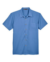 Harriton M560 Men's Barbados Textured CampShirt #color_POOL BLUE