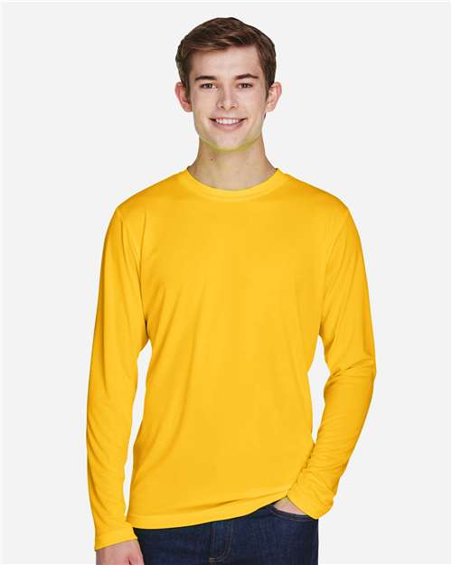 Team 365 TT11L Men's Zone Performance Long-Sleeve T-Shirt #color_SP ATHLETIC GOLD