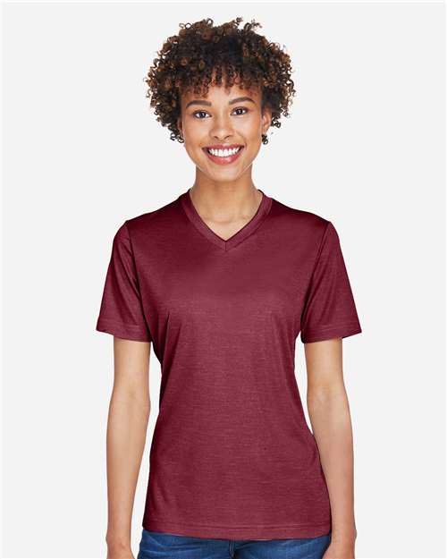 Team 365 TT11HW Ladies' Sonic Heather Performance T-Shirt #color_SP MAROON HTHR