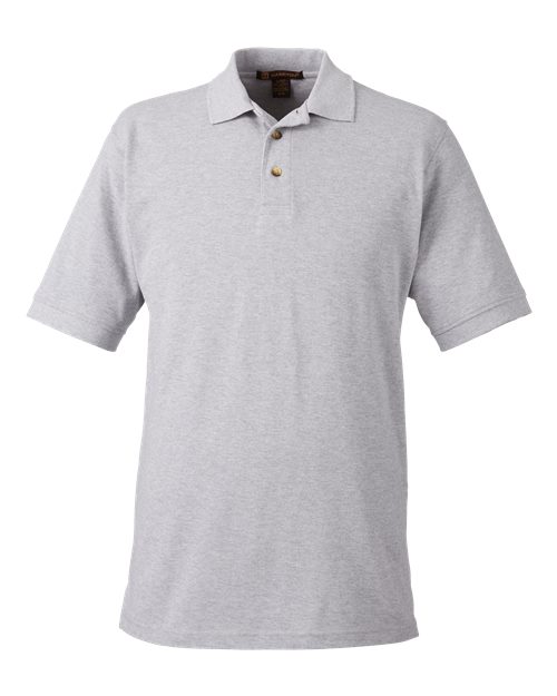 Harriton M200 Men's 6 oz. Ringspun Cotton Piqu Short-Sleeve Polo #color_GREY HEATHER