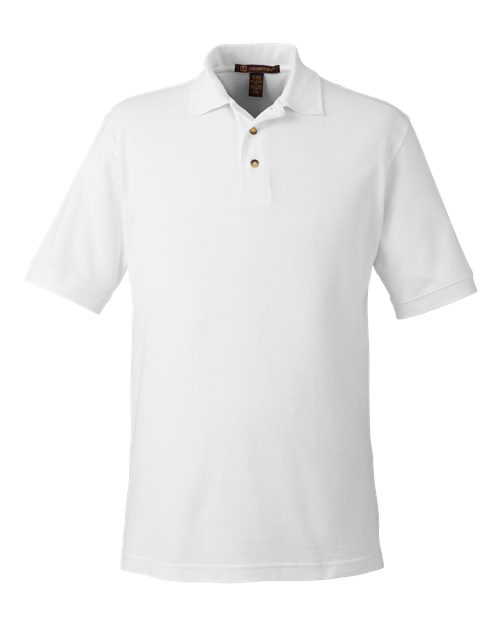 Harriton M200 Men's 6 oz. Ringspun Cotton Piqu Short-Sleeve Polo #color_WHITE