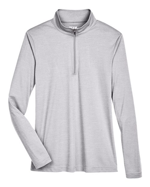 Team 365 TT31HW Ladies' Zone Sonic Heather Performance Quarter-Zip #color_ATHLETIC HEATHER