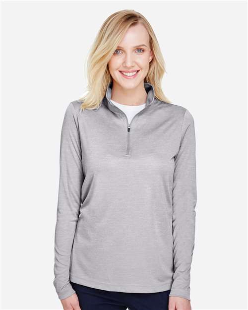 Team 365 TT31HW Ladies' Zone Sonic Heather Performance Quarter-Zip #color_ATHLETIC HEATHER