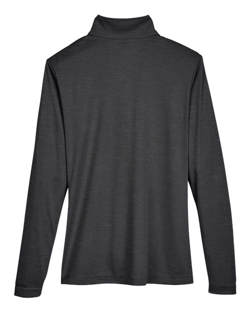 Team 365 TT31HW Ladies' Zone Sonic Heather Performance Quarter-Zip #color_BLACK HEATHER