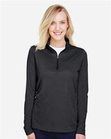 Team 365 TT31HW Ladies' Zone Sonic Heather Performance Quarter-Zip #color_BLACK HEATHER