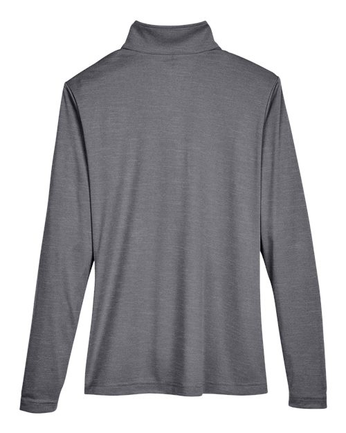 Team 365 TT31HW Ladies' Zone Sonic Heather Performance Quarter-Zip #color_DK GREY HEATHER