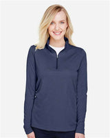 Team 365 TT31HW Ladies' Zone Sonic Heather Performance Quarter-Zip #color_SP DRK NVY HTH