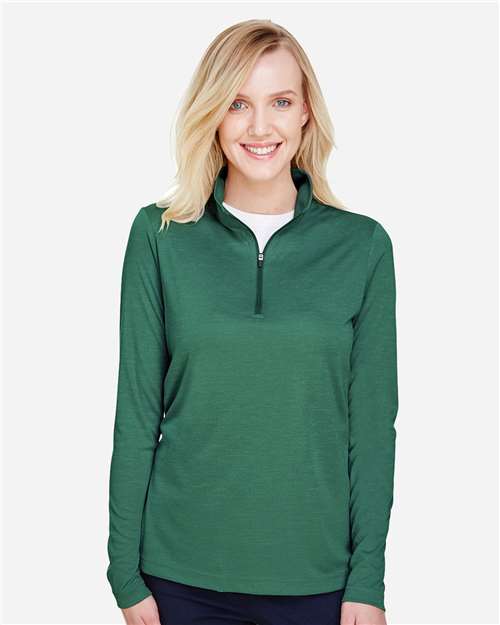 Team 365 TT31HW Ladies' Zone Sonic Heather Performance Quarter-Zip #color_SP FOREST HTHR