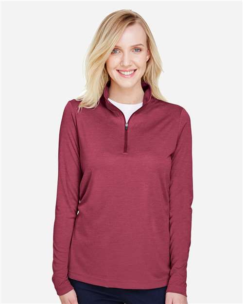 Team 365 TT31HW Ladies' Zone Sonic Heather Performance Quarter-Zip #color_SP MAROON HTHR