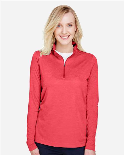 Team 365 TT31HW Ladies' Zone Sonic Heather Performance Quarter-Zip #color_SP RED HEATHER