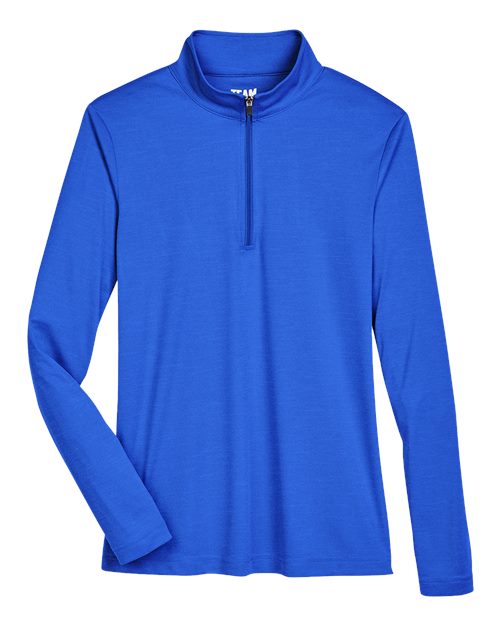 Team 365 TT31HW Ladies' Zone Sonic Heather Performance Quarter-Zip #color_SP ROYAL HEATHER