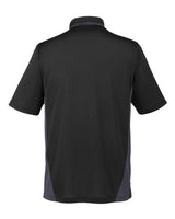 Harriton M386 Men's Flash Snag Protection Plus IL Colorblock Polo #color_BLACK/ DK CHARCL