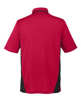 Harriton M386 Men's Flash Snag Protection Plus IL Colorblock Polo #color_RED/ BLACK