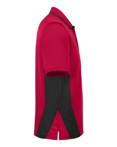 Harriton M386 Men's Flash Snag Protection Plus IL Colorblock Polo #color_RED/ BLACK