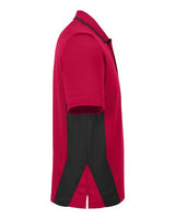 Harriton M386 Men's Flash Snag Protection Plus IL Colorblock Polo #color_RED/ BLACK