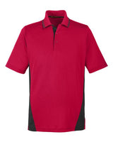 Harriton M386 Men's Flash Snag Protection Plus IL Colorblock Polo #color_RED/ BLACK