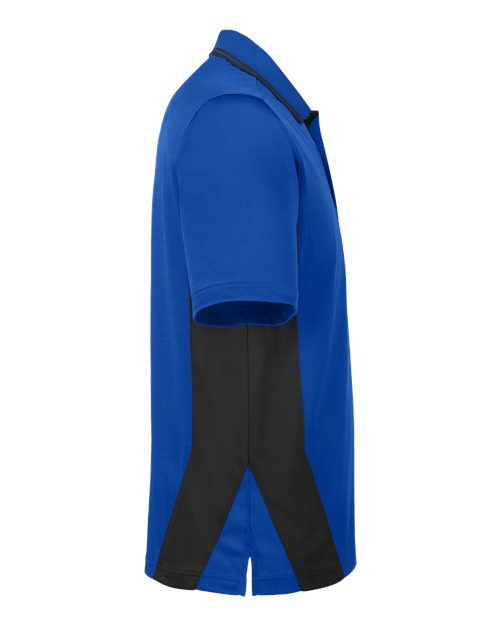 Harriton M386 Men's Flash Snag Protection Plus IL Colorblock Polo #color_TR ROYAL/ BLACK