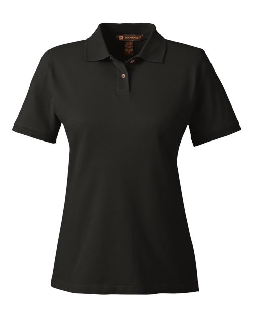 Harriton M200W Ladies' 6 oz. Ringspun Cotton Piqu Short-Sleeve Polo #color_BLACK