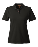 Harriton M200W Ladies' 6 oz. Ringspun Cotton Piqu Short-Sleeve Polo #color_BLACK