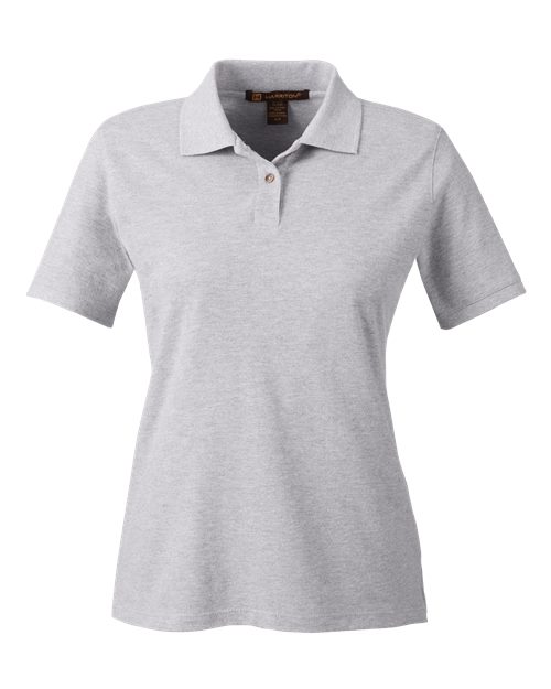 Harriton M200W Ladies' 6 oz. Ringspun Cotton Piqu Short-Sleeve Polo #color_GREY HEATHER