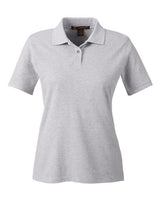 Harriton M200W Ladies' 6 oz. Ringspun Cotton Piqu Short-Sleeve Polo #color_GREY HEATHER