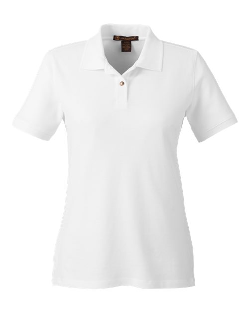 Harriton M200W Ladies' 6 oz. Ringspun Cotton Piqu Short-Sleeve Polo #color_WHITE