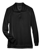 Harriton M211LW Ladies' Advantage Snag Protection Plus Long-Sleeve Tactical Polo #color_BLACK
