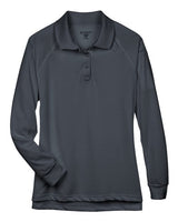 Harriton M211LW Ladies' Advantage Snag Protection Plus Long-Sleeve Tactical Polo #color_DARK CHARCOAL