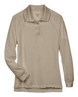 Harriton M211LW Ladies' Advantage Snag Protection Plus Long-Sleeve Tactical Polo #color_DESERT KHAKI