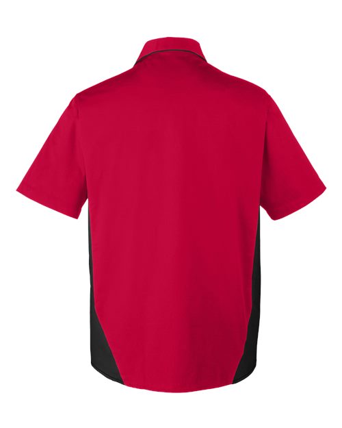 Harriton M586 Men's Flash IL Colorblock Short Sleeve Shirt #color_RED/ BLACK