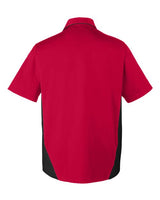 Harriton M586 Men's Flash IL Colorblock Short Sleeve Shirt #color_RED/ BLACK