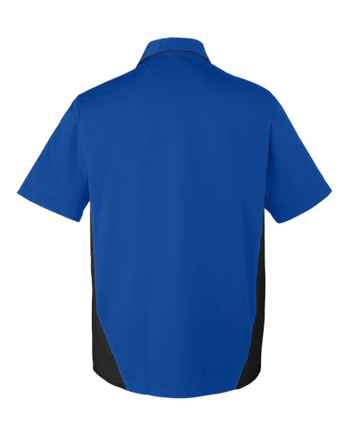 Harriton M586 Men's Flash IL Colorblock Short Sleeve Shirt #color_TR ROYAL/ BLACK