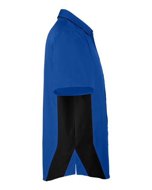 Harriton M586 Men's Flash IL Colorblock Short Sleeve Shirt #color_TR ROYAL/ BLACK
