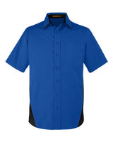 Harriton M586 Men's Flash IL Colorblock Short Sleeve Shirt #color_TR ROYAL/ BLACK