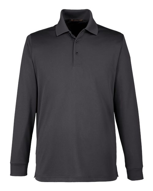 Harriton M348L Men's Advantage Snag Protection Plus IL Long Sleeve Polo #color_DARK CHARCOAL