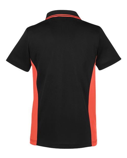Harriton M386W Ladies' Flash Snag Protection Plus IL Colorblock Polo #color_BLACK/ TM ORANGE