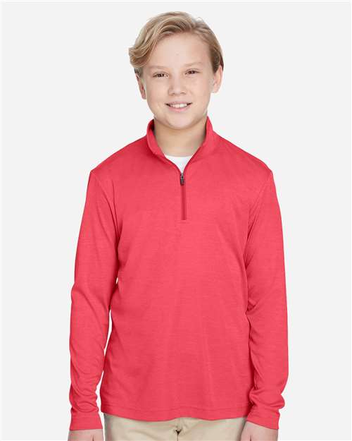 Team 365 TT31HY Youth Zone Sonic Heather Performance Quarter-Zip #color_SP RED HEATHER