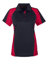 Harriton M385W Ladies' Advantage Snag Protection Plus IL Colorblock Polo #color_BLK/ RED/ D CHRC